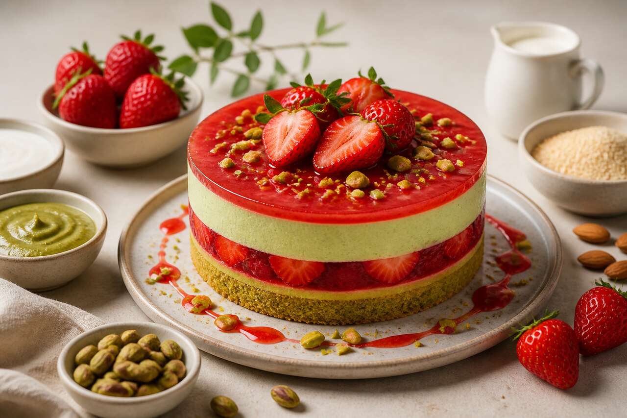 Recette d'entremets fraises et pistache