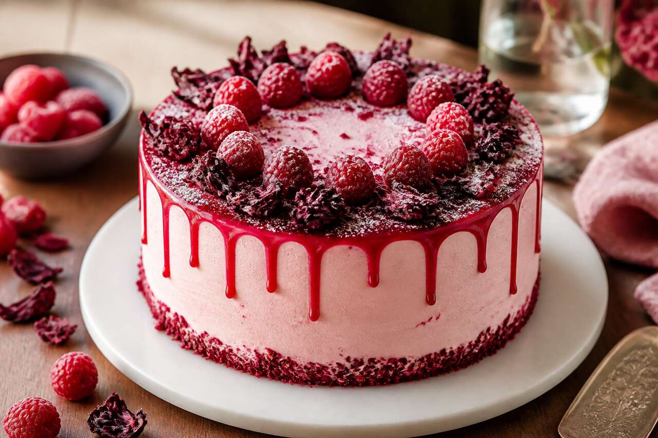 Recette du layer cake hibiscus et framboises