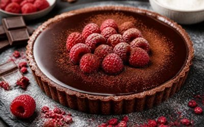 Recette de tarte au chocolat et framboises