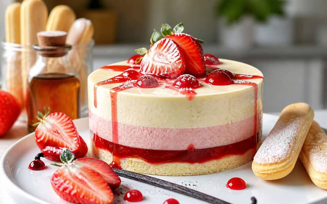 Recette d'entremets aux fraises et à la vanille