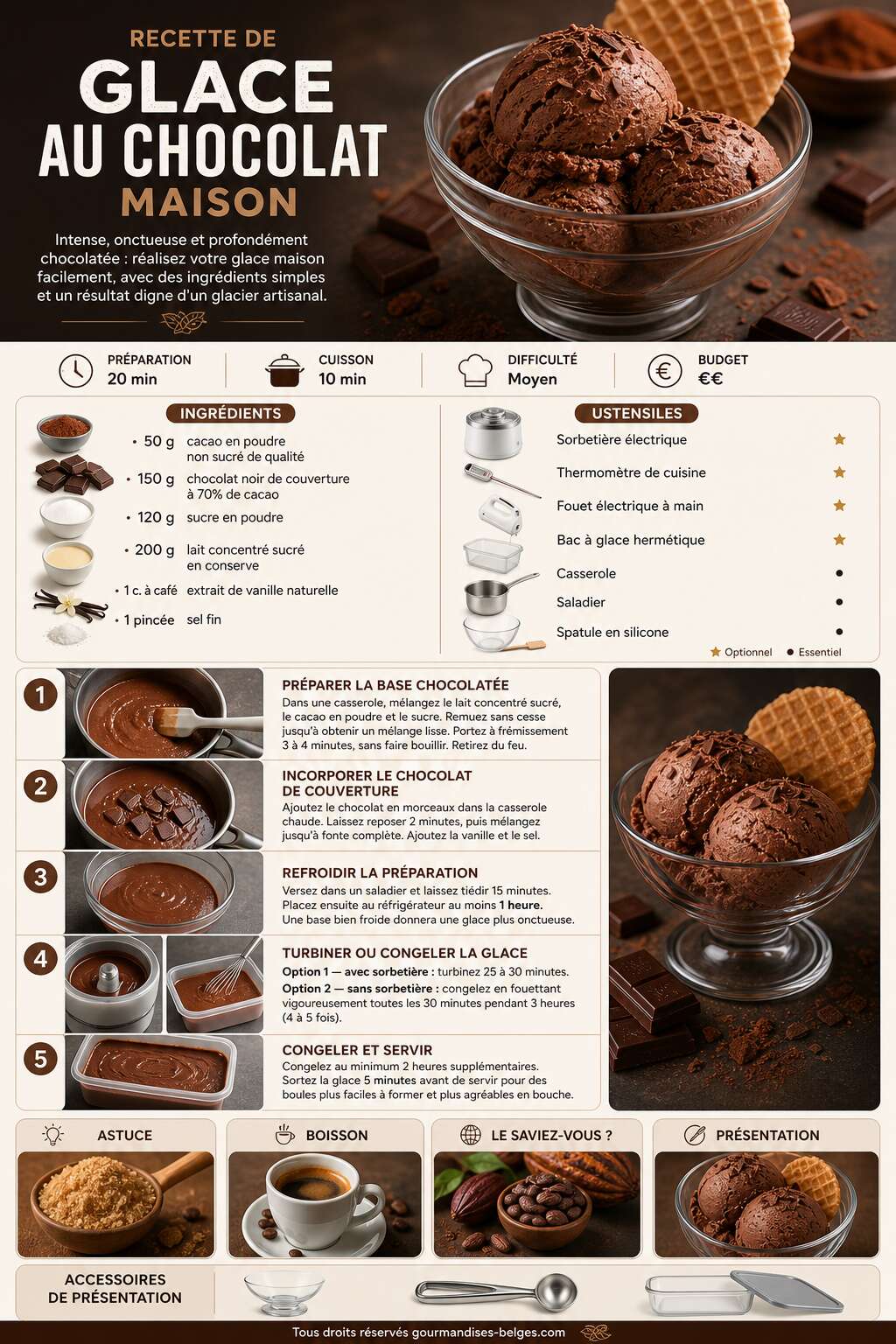 Fiche recette Recette de glace au chocolat maison Fiche recette Recette de glace au chocolat maison