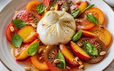 Recette de salade tomate, pêche et burrata