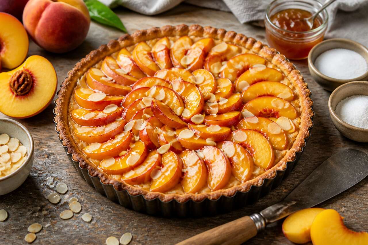 Recette de tarte aux pêches facile et gourmande
