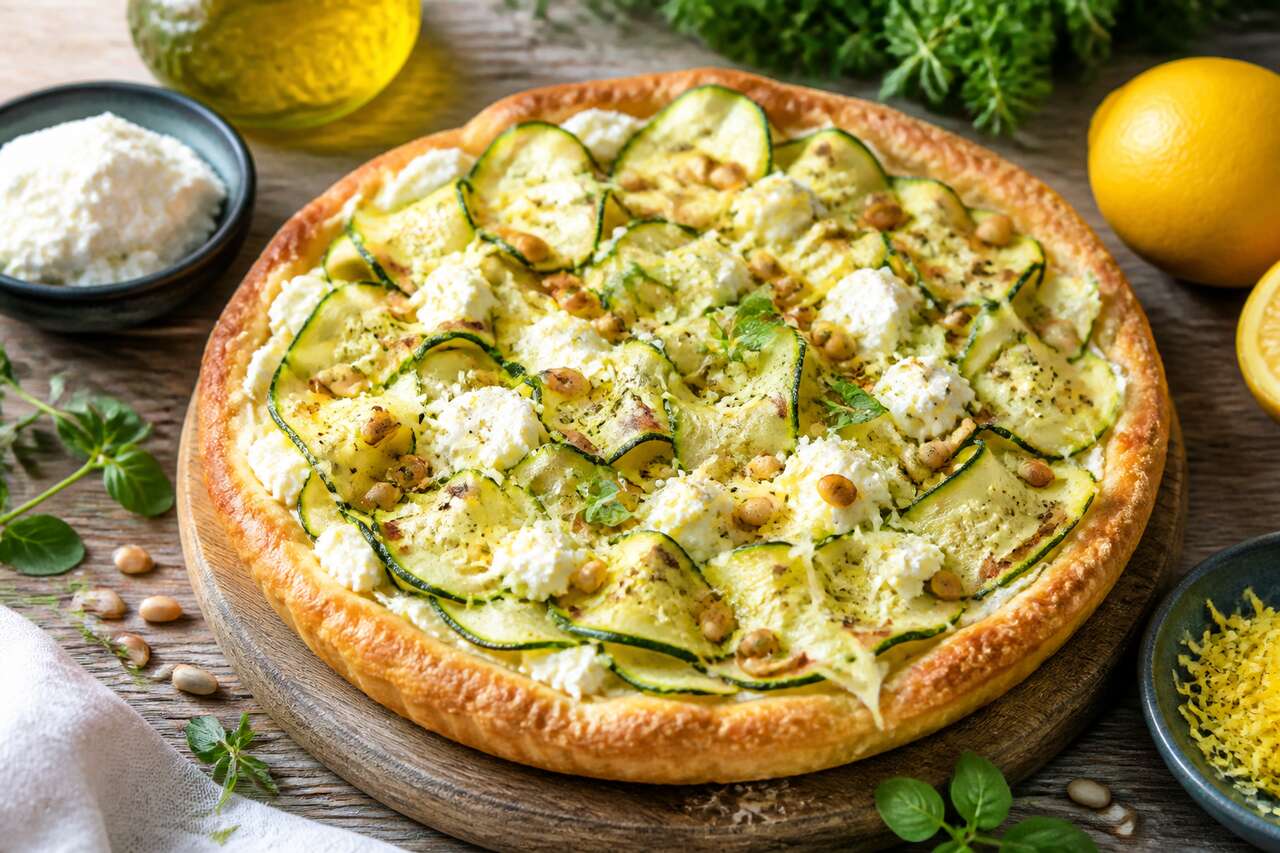 Tarte froide estivale &agrave; la courgette et ricotta : la recette fra&icirc;cheur de l'&eacute;t&eacute;