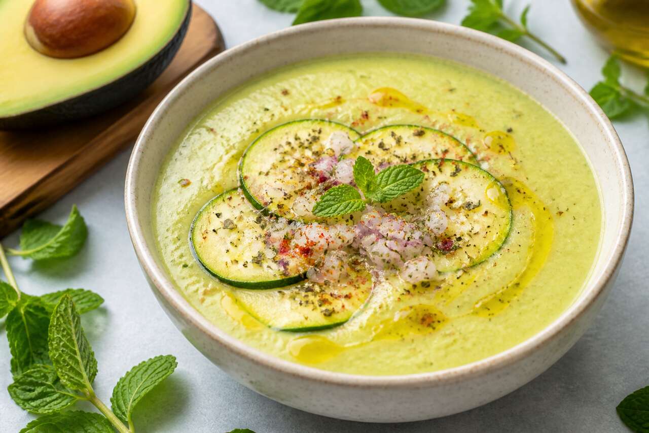 Recette de soupe glac&eacute;e de courgettes facile et rafra&icirc;chissante