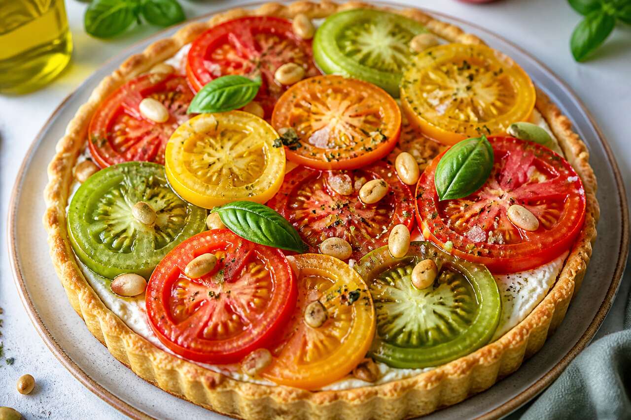 Recette de tarte froide tomates et chèvre : fraîche et gourmande
