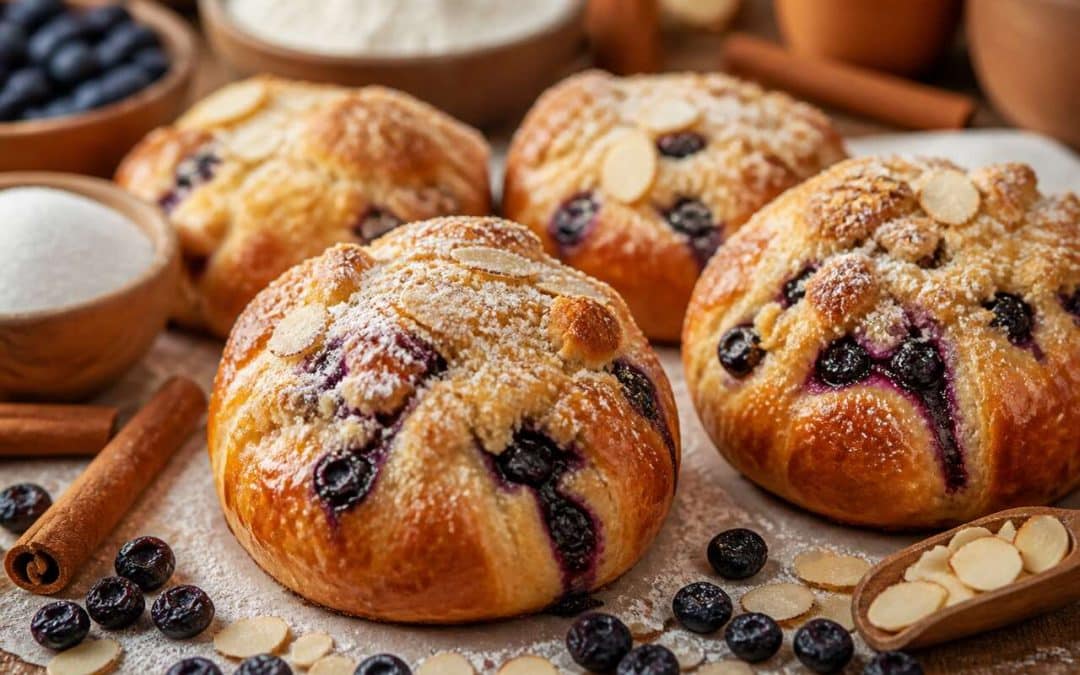 Recette de brioches au streusel et aux myrtilles