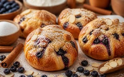 Recette de brioches au streusel et aux myrtilles