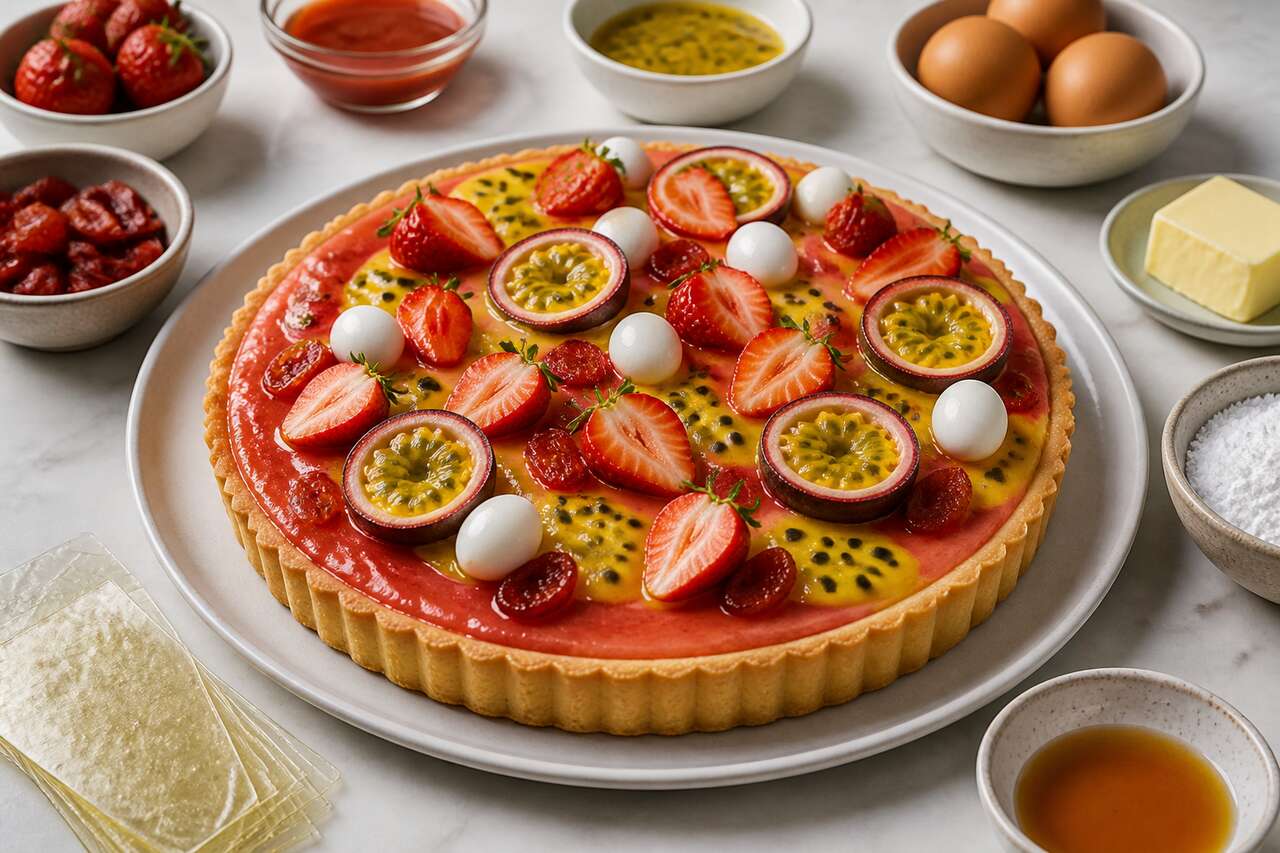 Recette de tarte fraise, tomate et passion : un dessert original et savoureux
