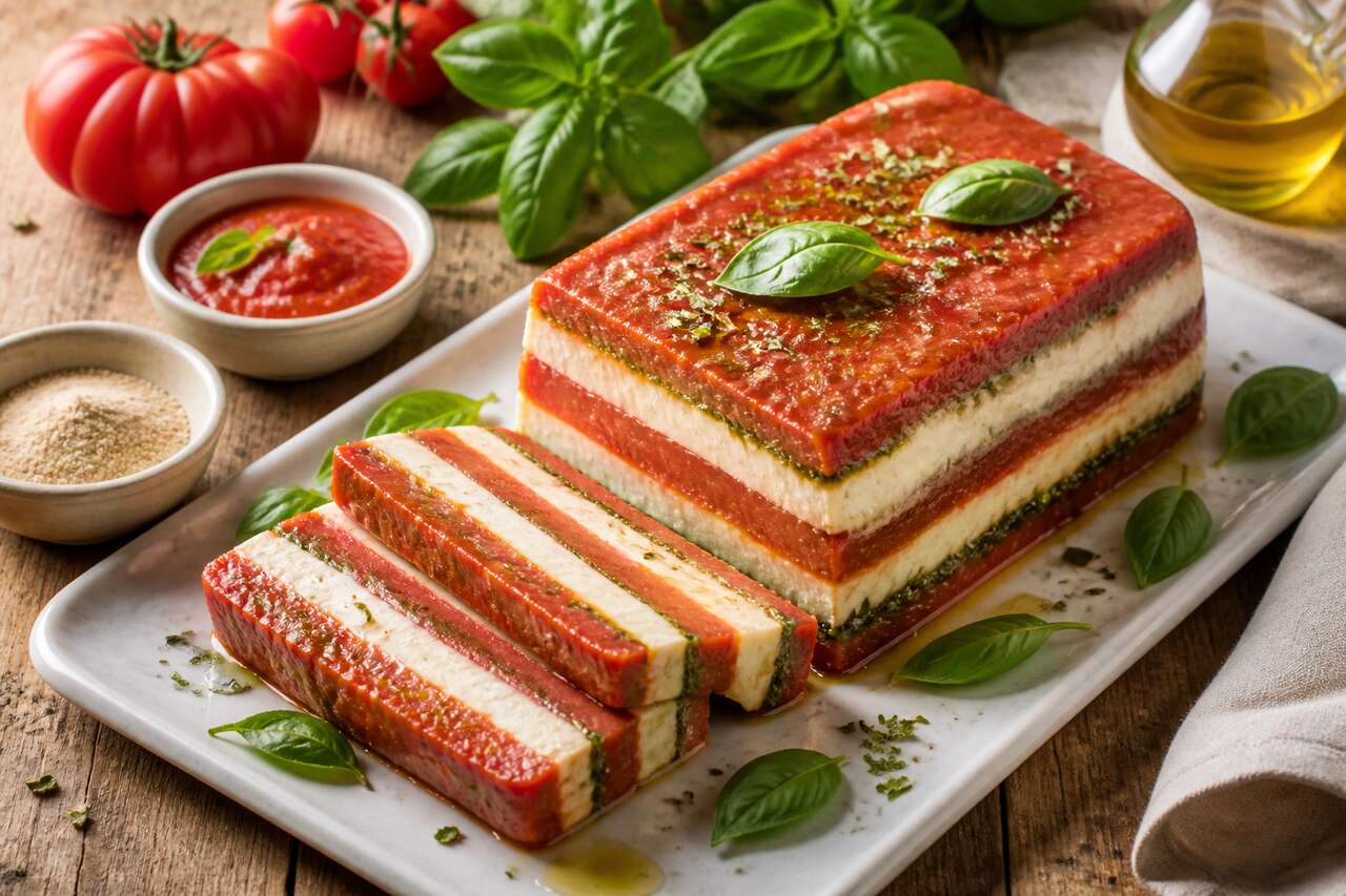 Recette de terrine marbrée aux tomates et mozzarella maison
