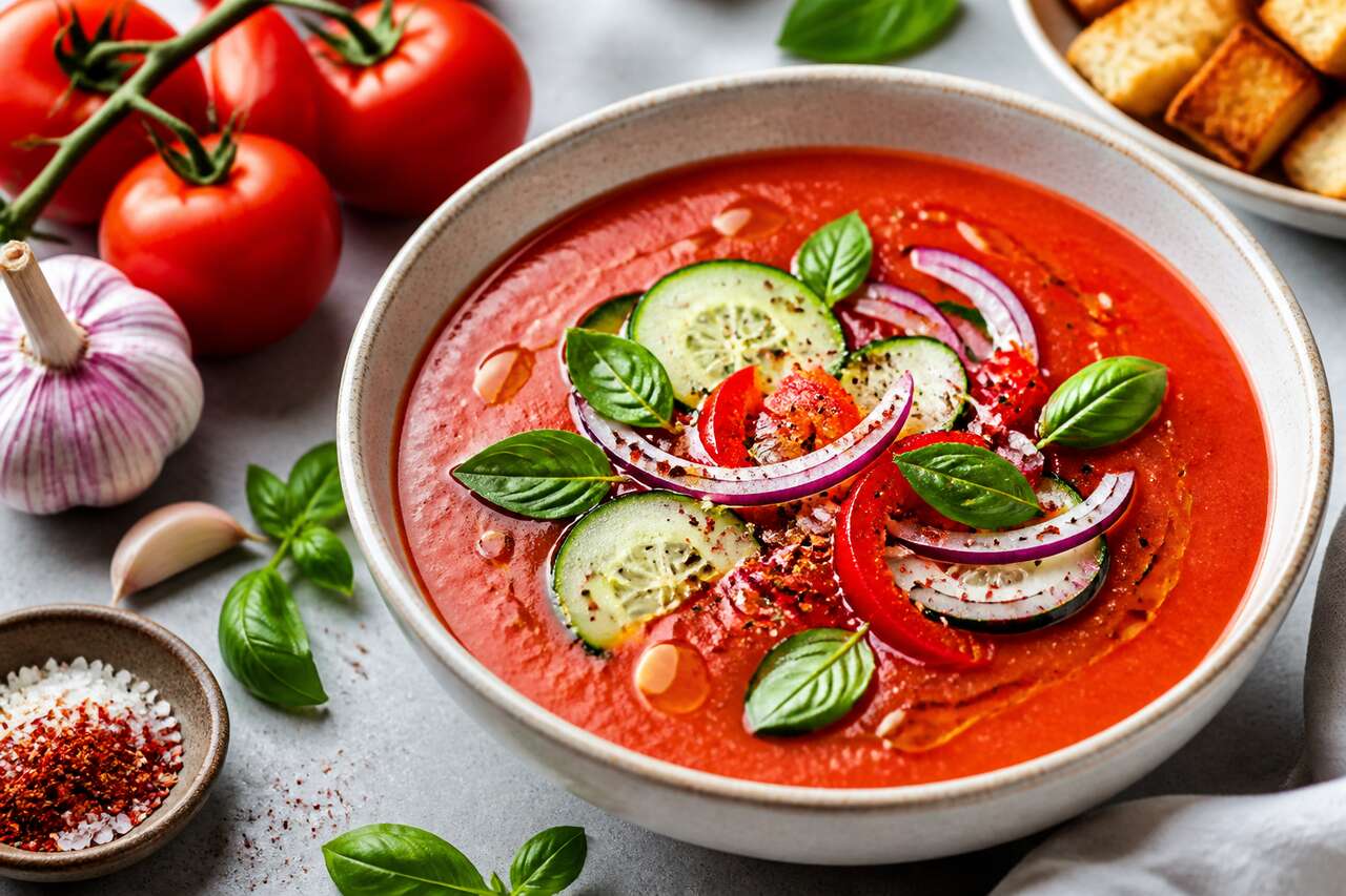 Recette de soupe glacée à la tomate fraîche et savoureuse