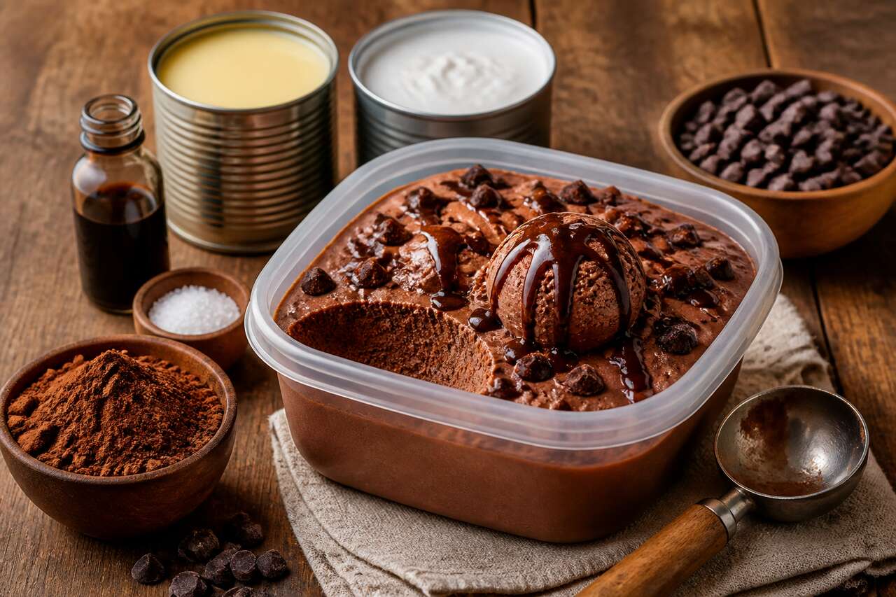 Recette de crème glacée au chocolat au Tupperware