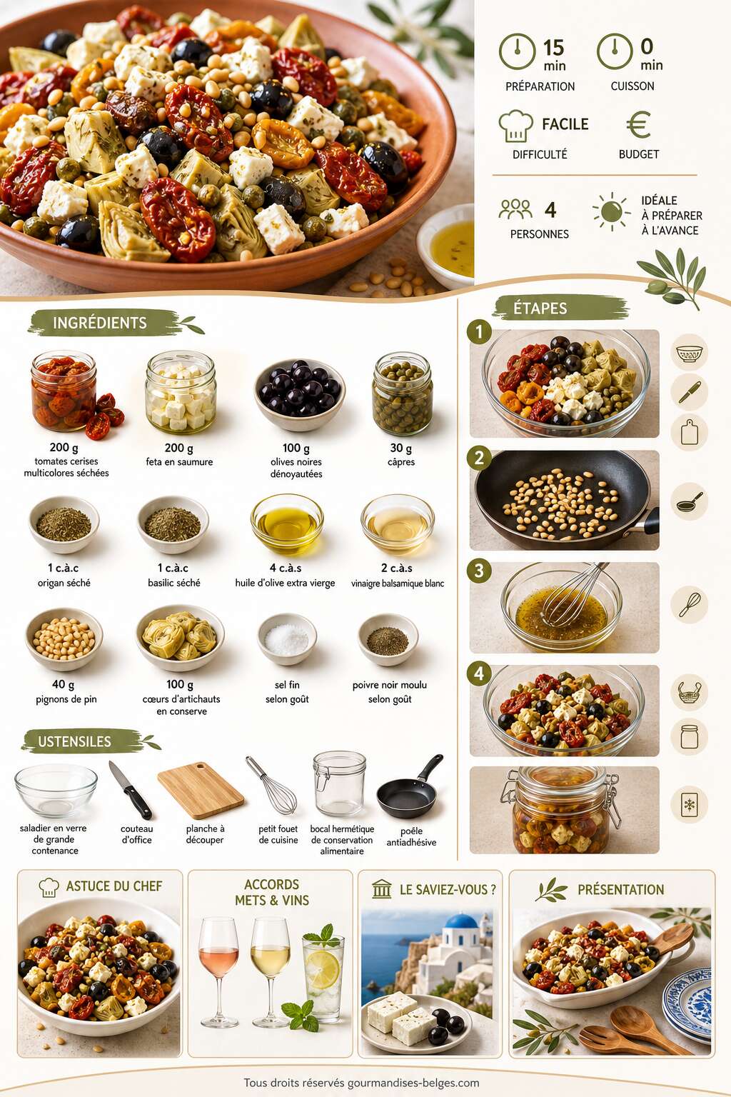 Fiche recette Salade estivale aux tomates et feta : la recette facile à préparer à l'avance Fiche recette Salade estivale aux tomates et feta : la recette facile à préparer à l'avance