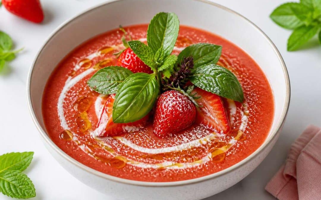 Recette de soupe de fraises au basilic : fraîcheur et gourmandise