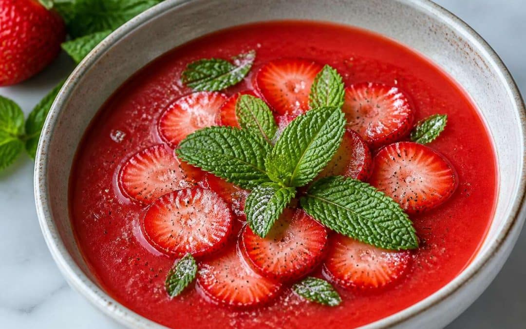 Recette de soupe de fraises à la menthe : fraîcheur et gourmandise