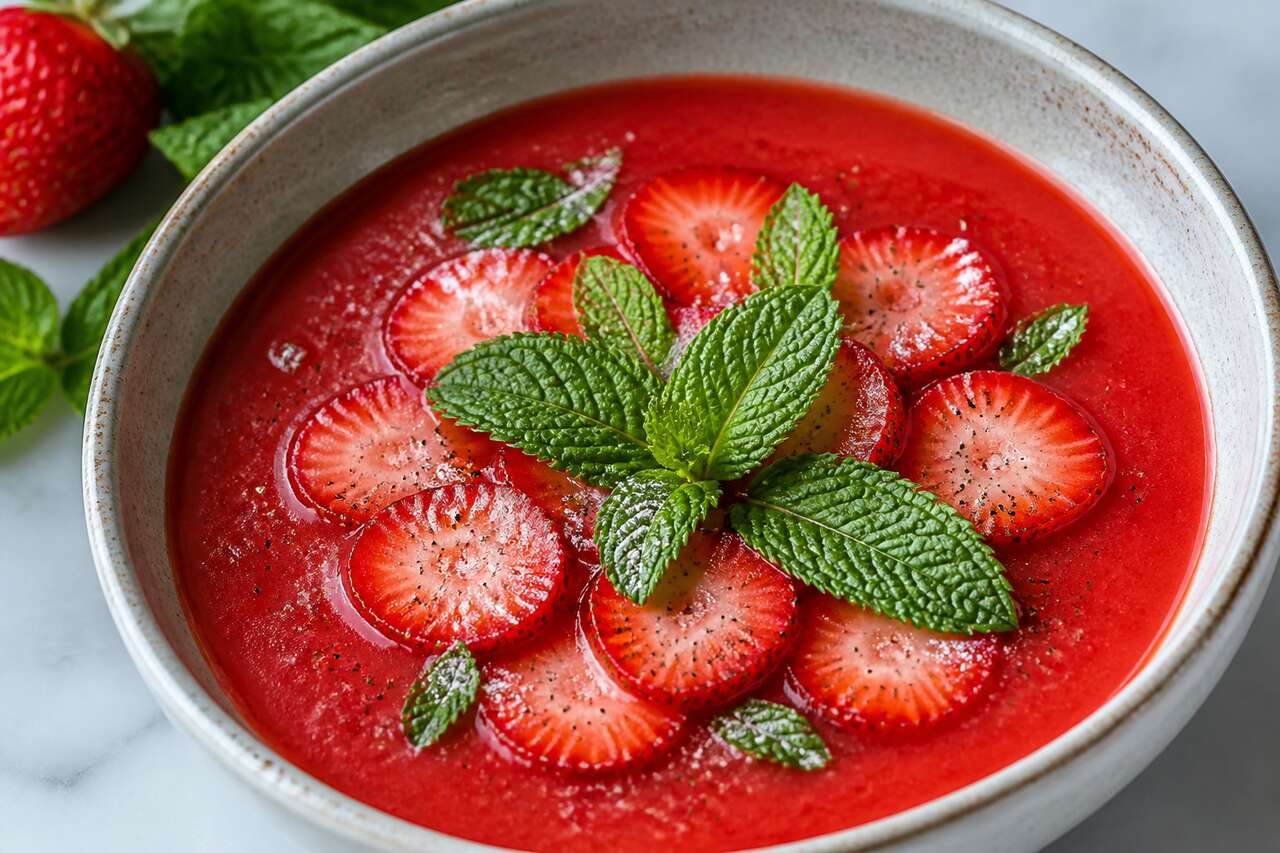 Recette de soupe de fraises à la menthe : fraîcheur et gourmandise