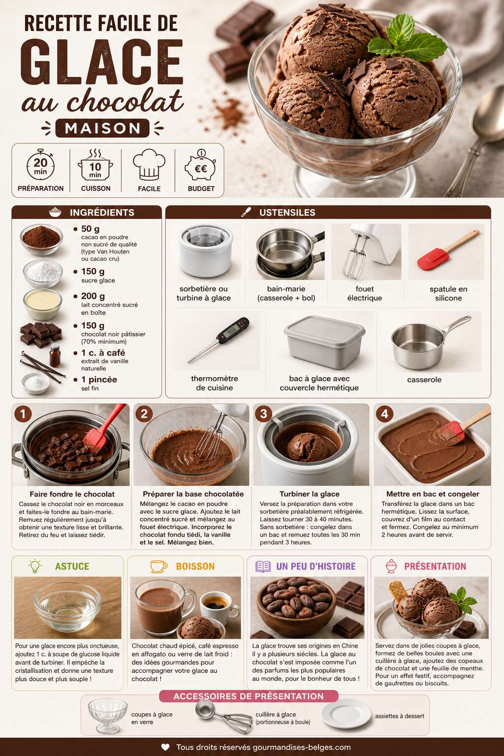 Fiche recette Recette facile de glace au chocolat maison Fiche recette Recette facile de glace au chocolat maison