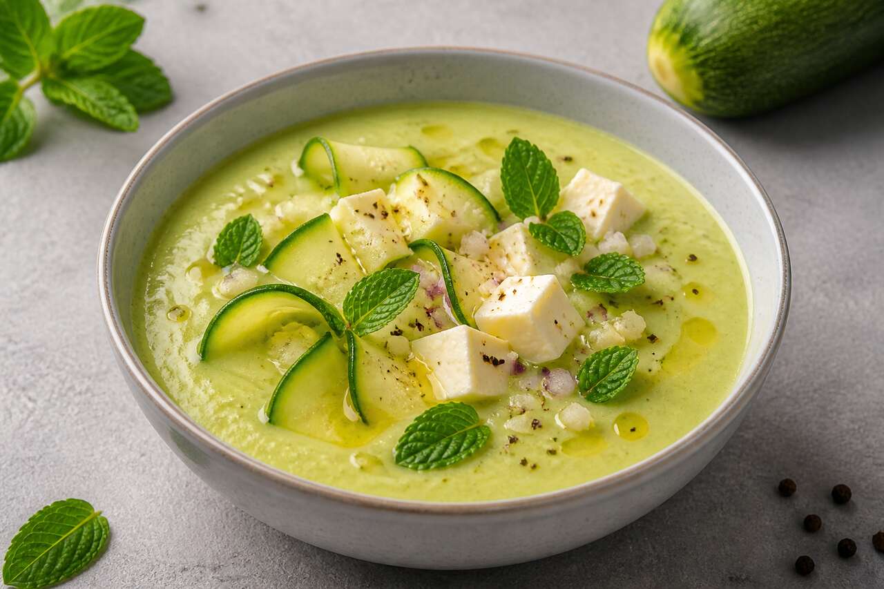 Recette de soupe glacée de courgettes à la Vache qui rit