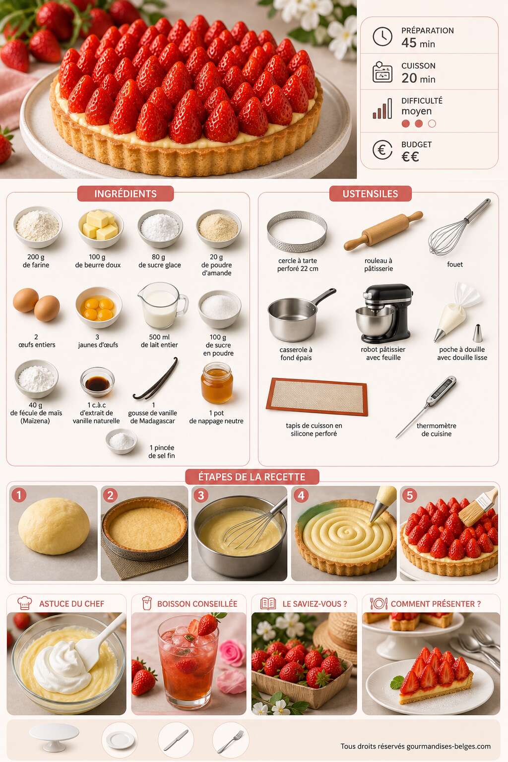 Fiche recette La recette de la tarte aux fraises de Cyril Lignac