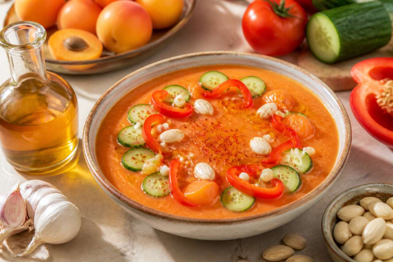 Gaspacho de tomates, abricots et amandes de Cyril Lignac : la recette estivale incontournable