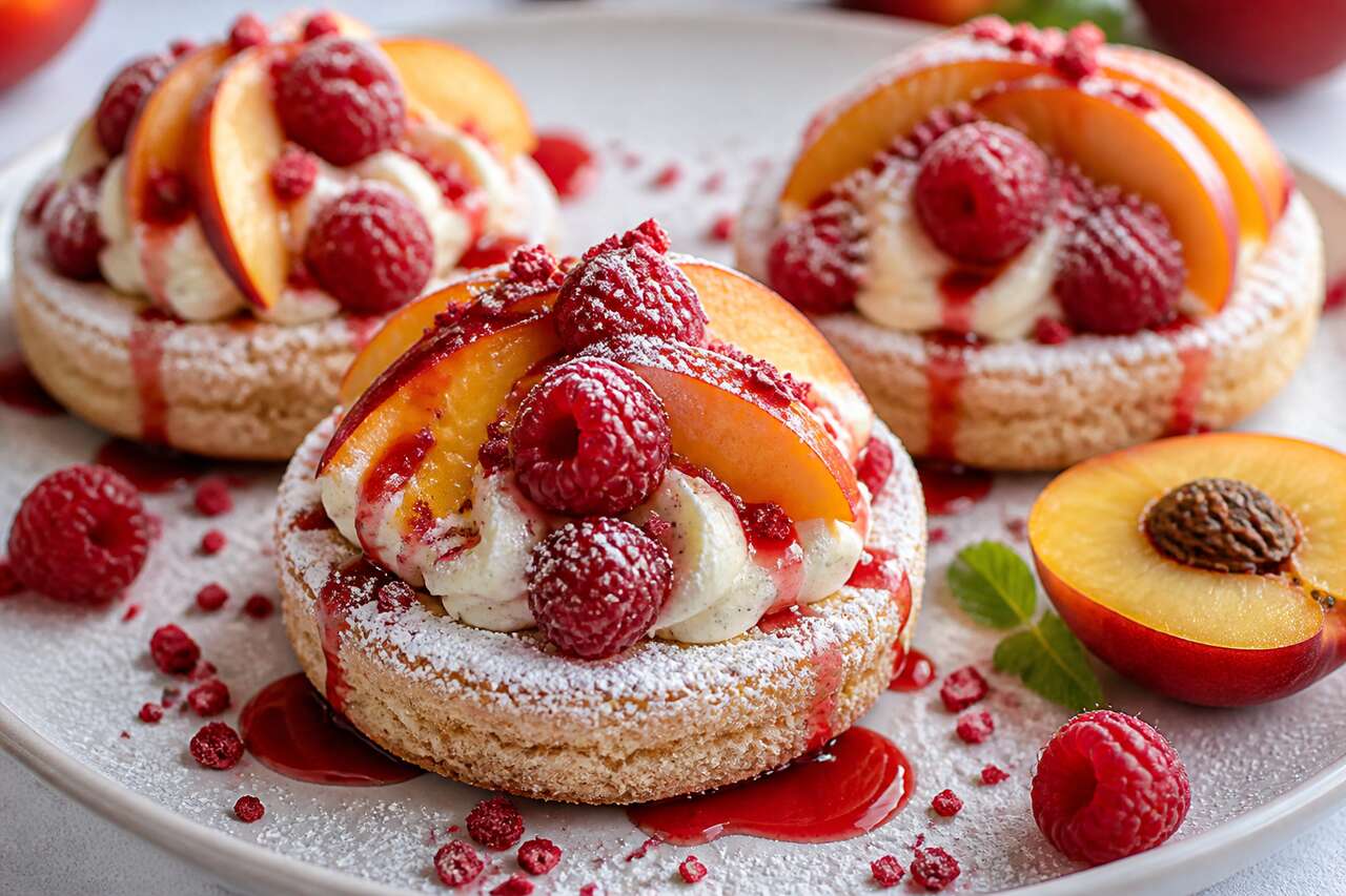 Recette de dacquoises aux framboises et nectarines