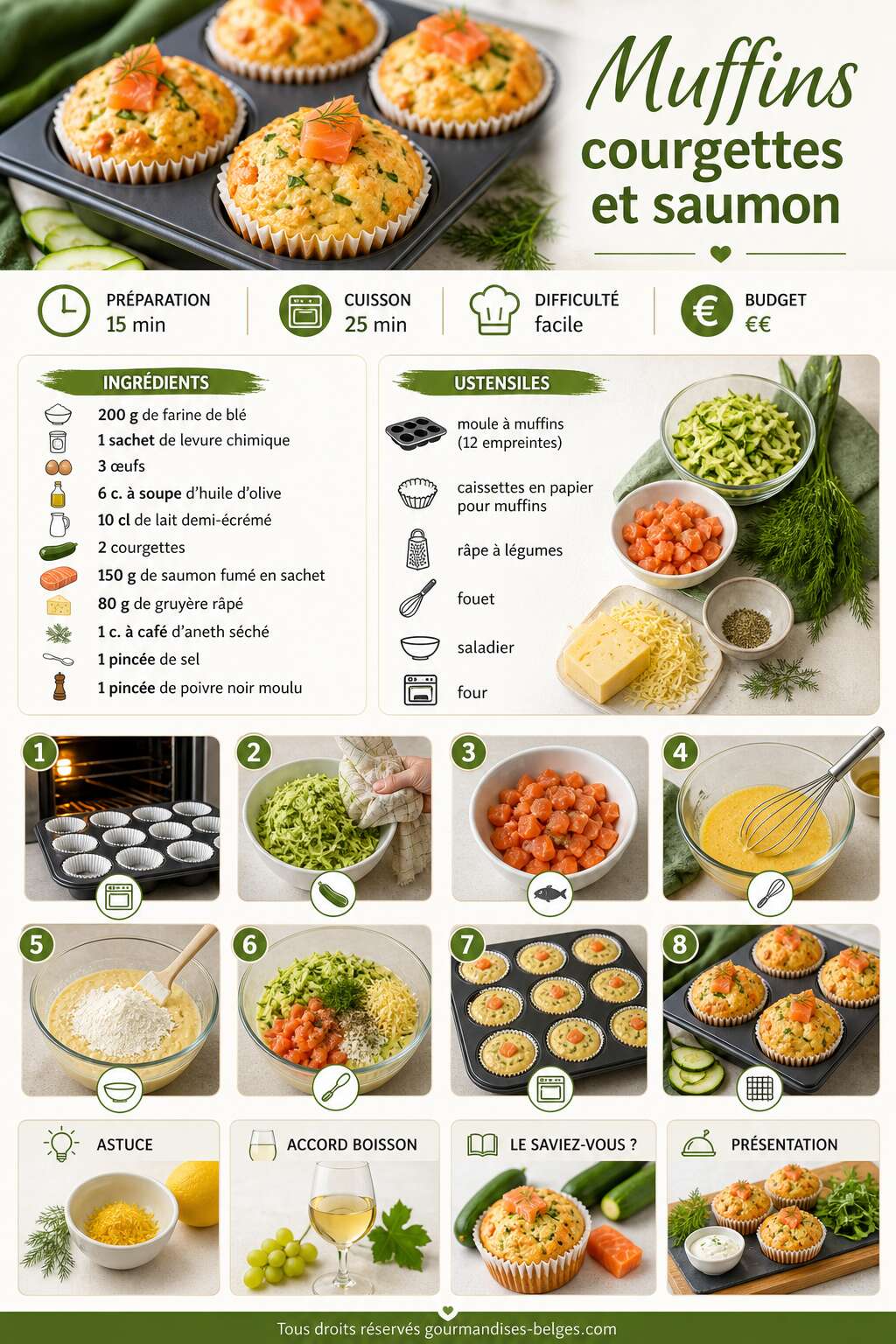 Fiche recette Recette facile de muffins courgettes et saumon