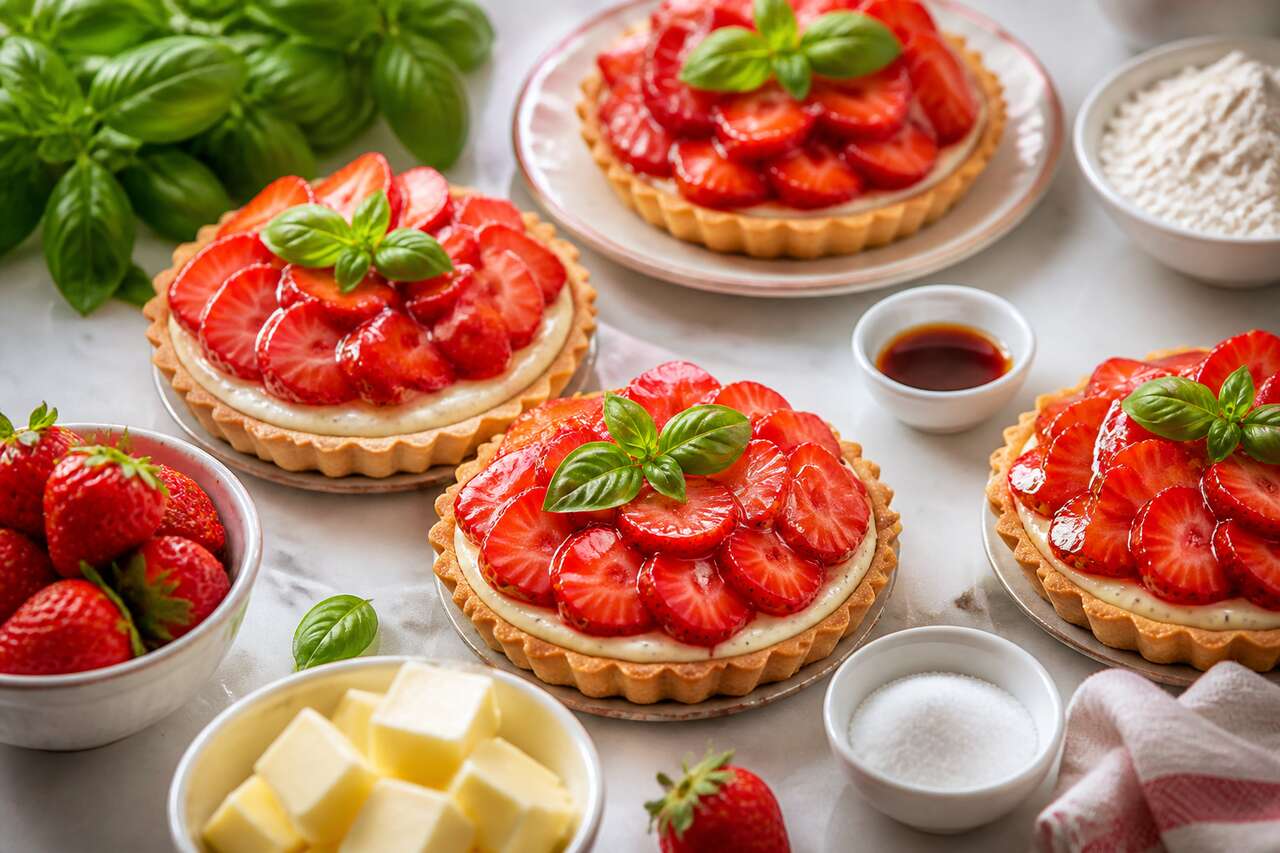 Recette de tartelettes fraises et basilic : fraîcheur et gourmandise
