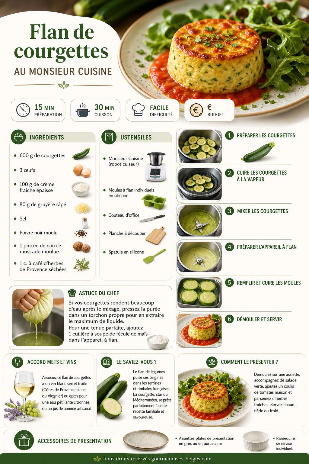 Fiche recette Recette facile de flan de courgettes au Monsieur Cuisine