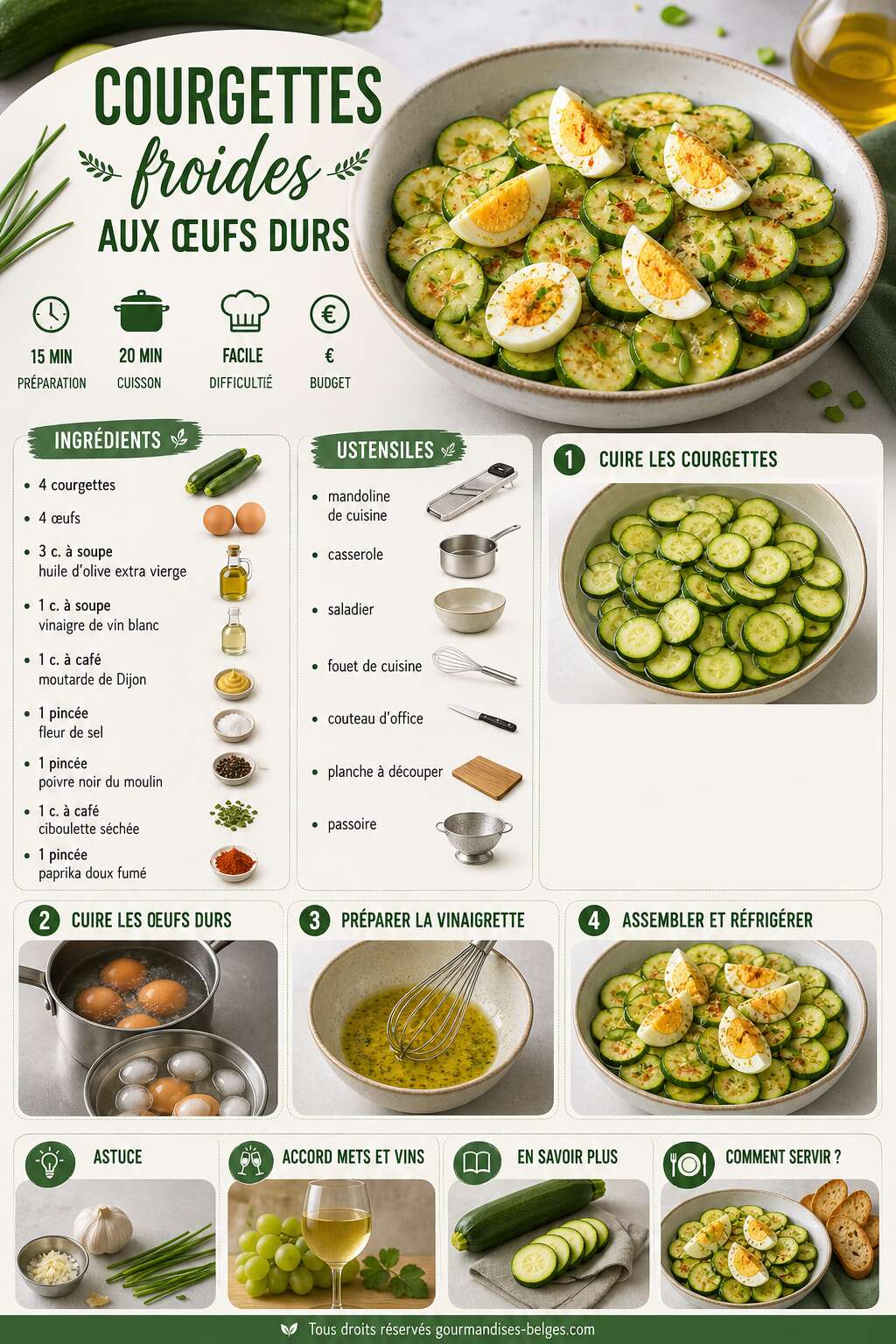 Fiche recette Recette de courgettes froides aux &oelig;ufs durs : simple et rafra&icirc;chissante