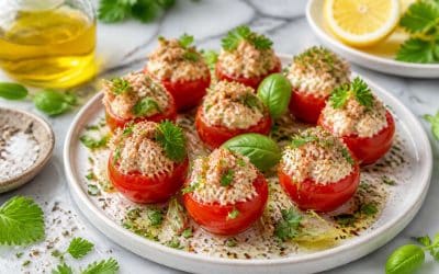 Recette de tomates cerises farcies au chèvre frais, thon et fines herbes