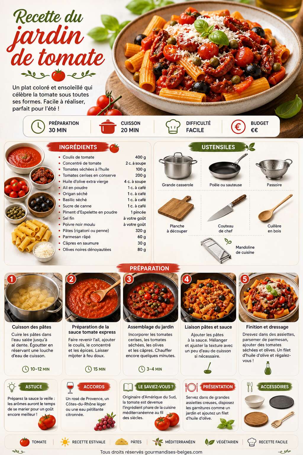 Fiche recette Recette du jardin de tomate : un plat original et color&eacute;