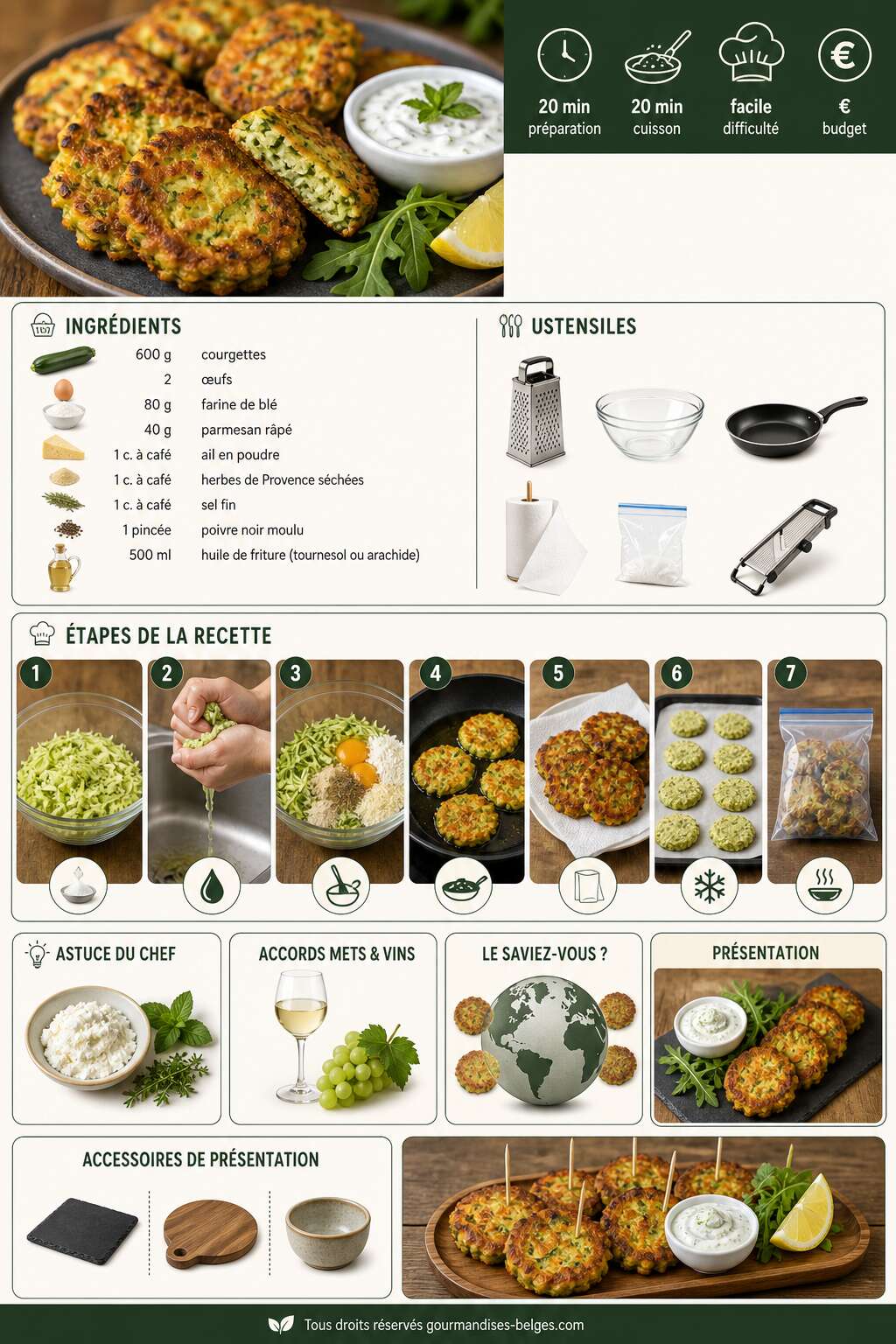 Fiche recette Recette facile de beignets de courgettes &agrave; congeler