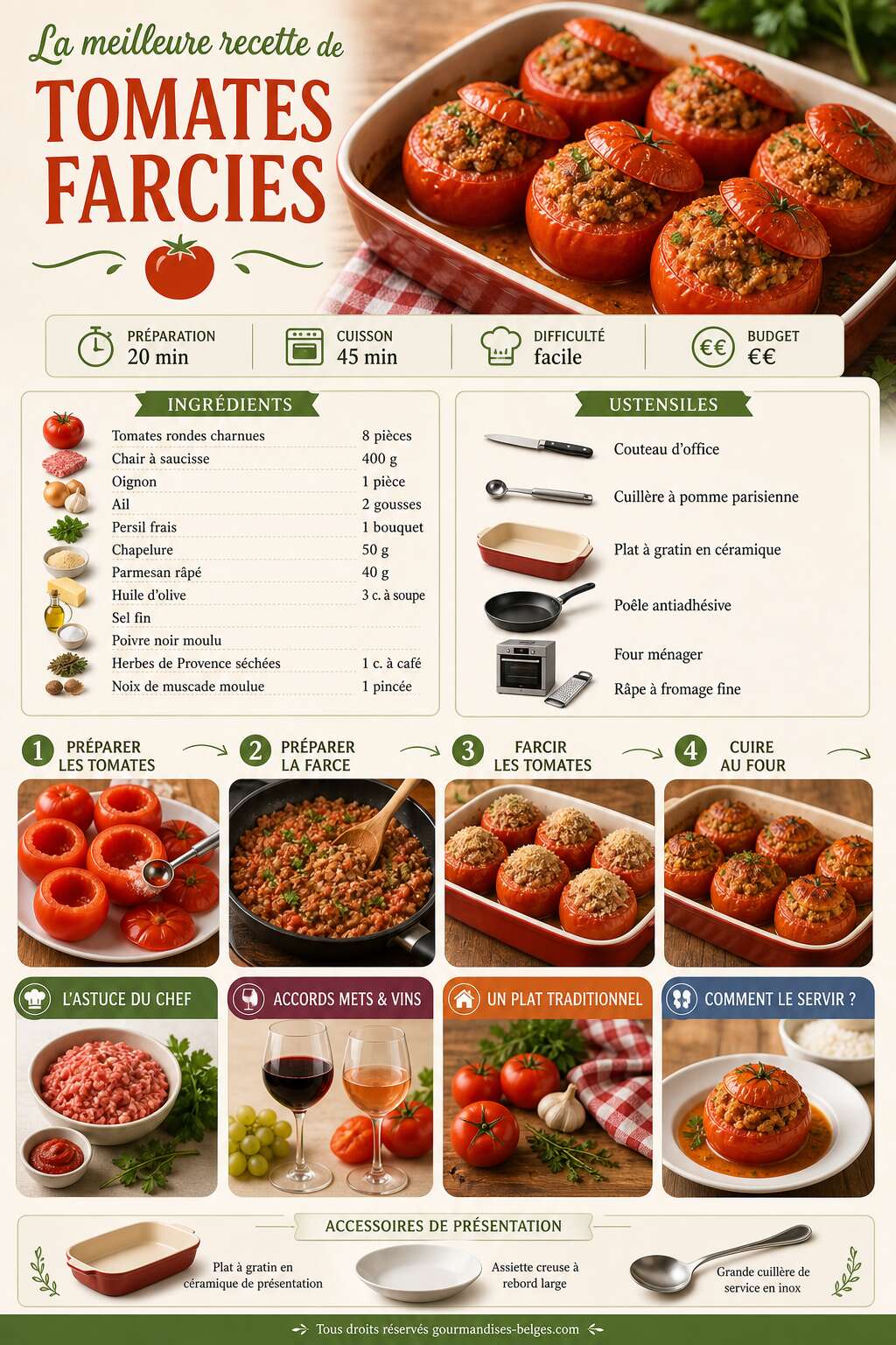 Fiche recette La meilleure recette de tomates farcies