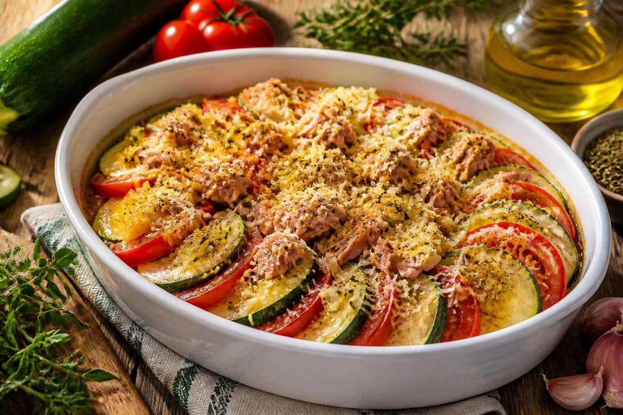 Recette du tian de thon aux courgettes et tomates