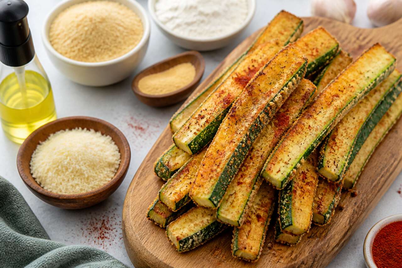 Frites de courgettes panées au parmesan : la recette croustillante à picorer