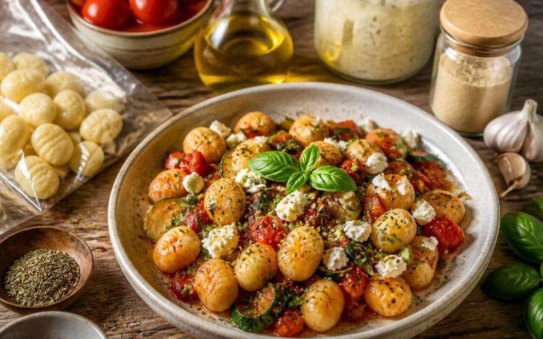 Gnocchis tomate, courgette et sauce à la feta : une recette gourmande et facile