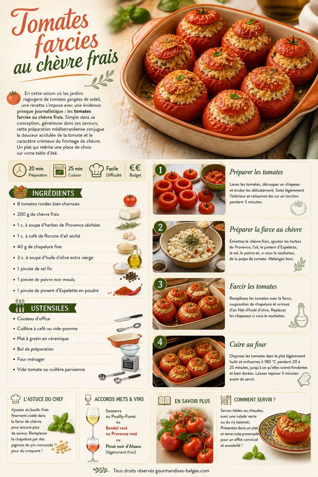 Fiche recette Recette de tomates farcies au ch&egrave;vre frais