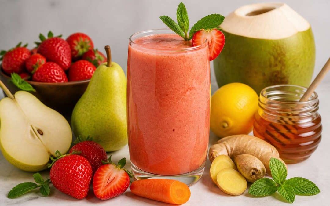 Recette de jus de fraises et de poires frais et vitaminé