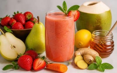 Recette de jus de fraises et de poires frais et vitaminé