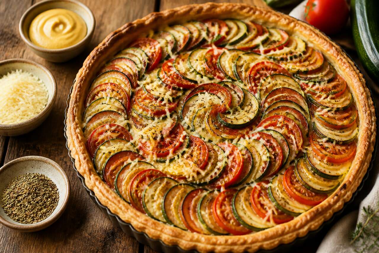 Recette facile de tarte aux tomates et courgettes