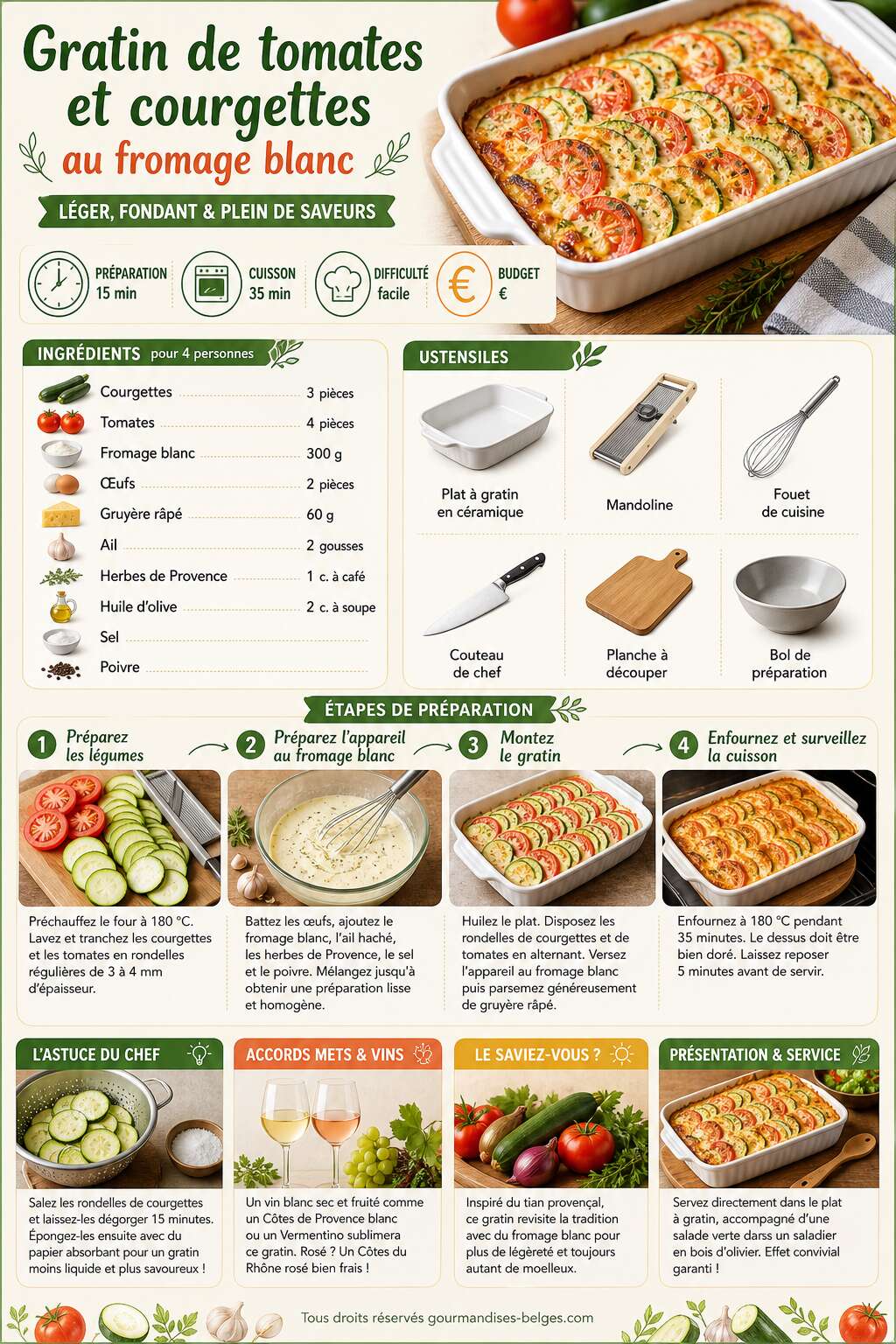 Fiche recette Gratin de tomates et courgettes au fromage blanc : la recette l&eacute;g&egrave;re et gourmande