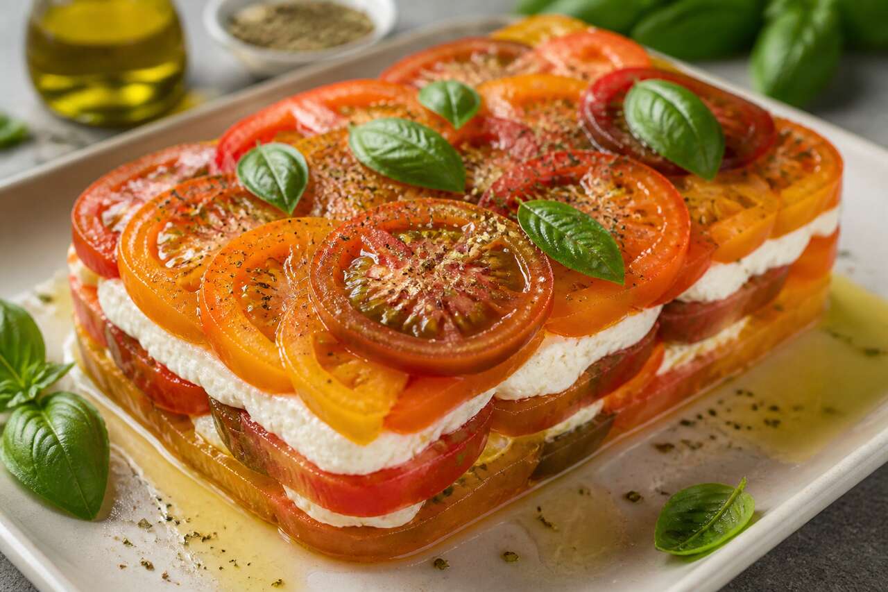 Recette de terrine de tomates au ch&egrave;vre frais
