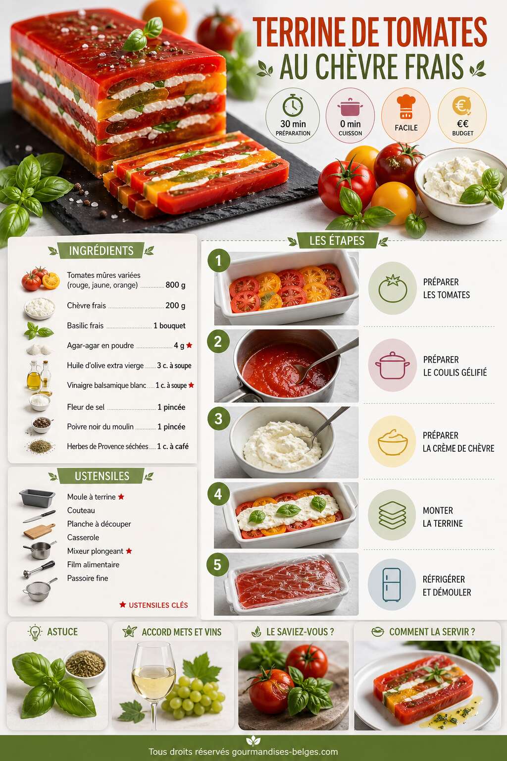 Fiche recette Recette de terrine de tomates au ch&egrave;vre frais