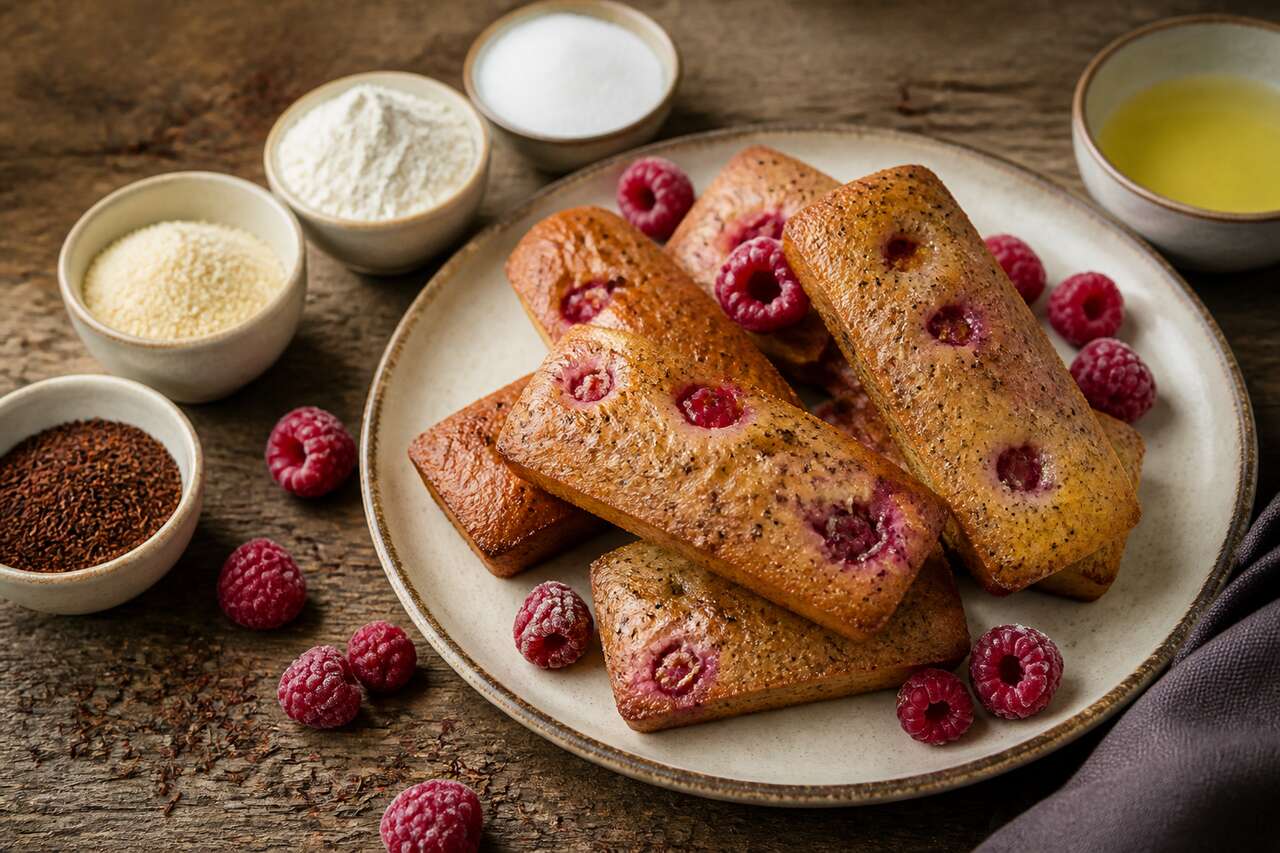 Recette de financiers aux framboises et au rooibos