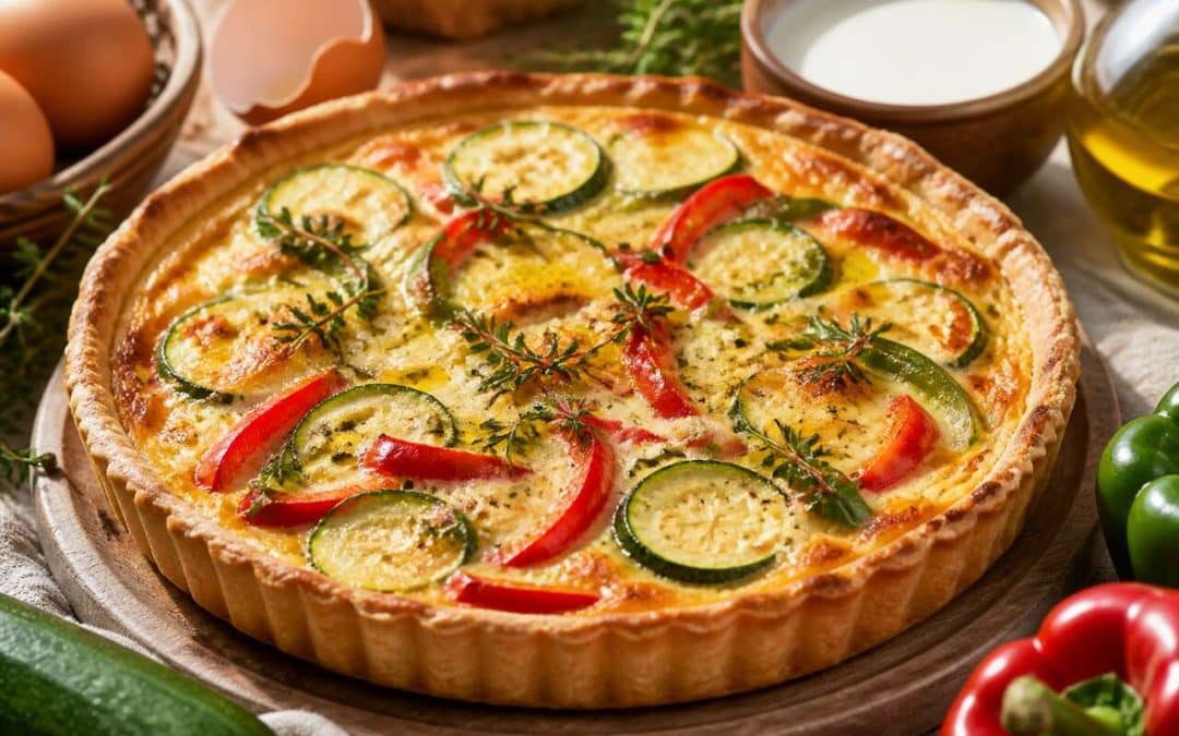 Recette de quiche aux courgettes et poivrons facile et savoureuse