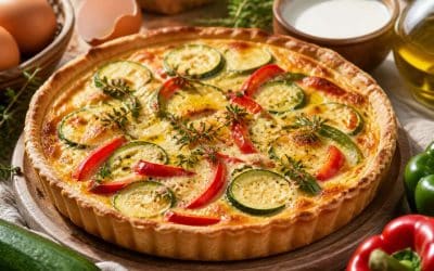 Recette de quiche aux courgettes et poivrons facile et savoureuse