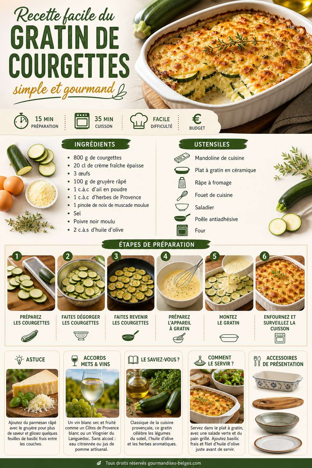 Fiche recette Recette facile du gratin de courgettes simple et gourmand Fiche recette Recette facile du gratin de courgettes simple et gourmand