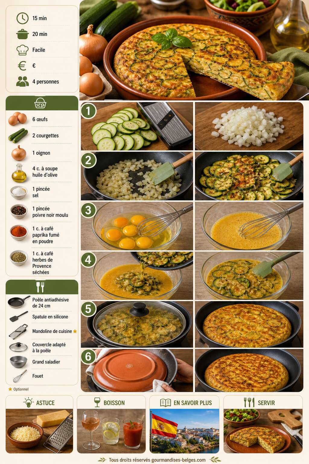 Fiche recette Recette facile de tortilla aux courgettes Fiche recette Recette facile de tortilla aux courgettes