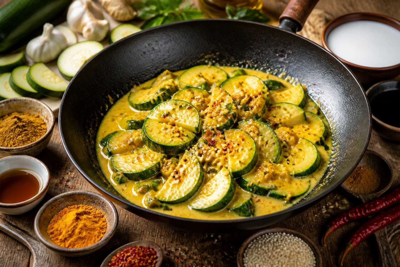 Recette facile de wok de courgettes au curry