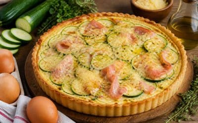 Recette de tarte aux courgettes et jambon facile et savoureuse